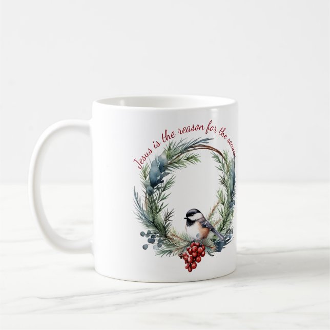 JESUS IS THE REASON FOR SEASON Christmas quote Coffee Mug (Left)