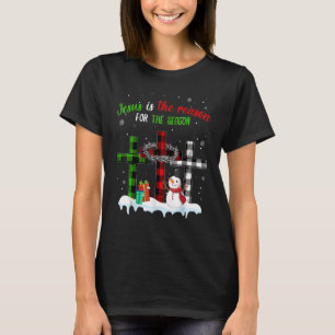 Jesus Is The Reason For Season Snowman Cross Buffa T-Shirt