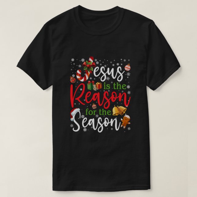 Jesus Is The Reason For The Season Candy Christmas T-Shirt (Design Front)
