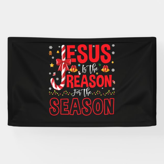 Jesus is The Reason for The Season Christian Faith Banner (Horizontal)