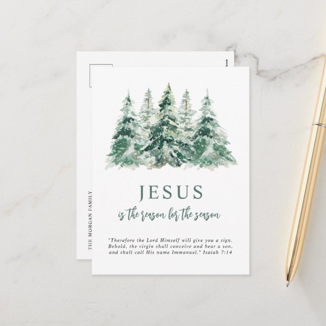 Jesus is the Reason for the Season Christmas  Holiday Postcard (Front/Back In Situ)