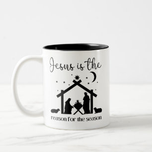 Jesus is the reason for the season Christmas Jesus Two-Tone Coffee Mug
