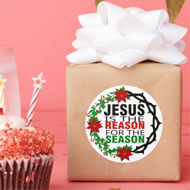 Jesus is the Reason for the Season  Classic Round Sticker (Party)