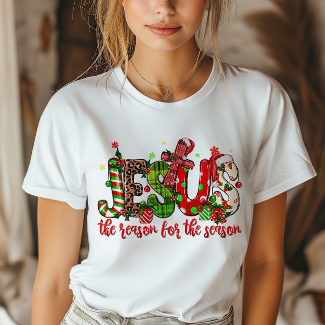 Jesus Is The Reason For The Season Faith Christmas T-Shirt (Spread joy, faith, and the spirit of the season with this cheerful Christmas t-shirt.)