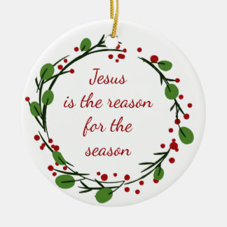 "Jesus is the reason for the season" Holly Design Ceramic Tree Decoration