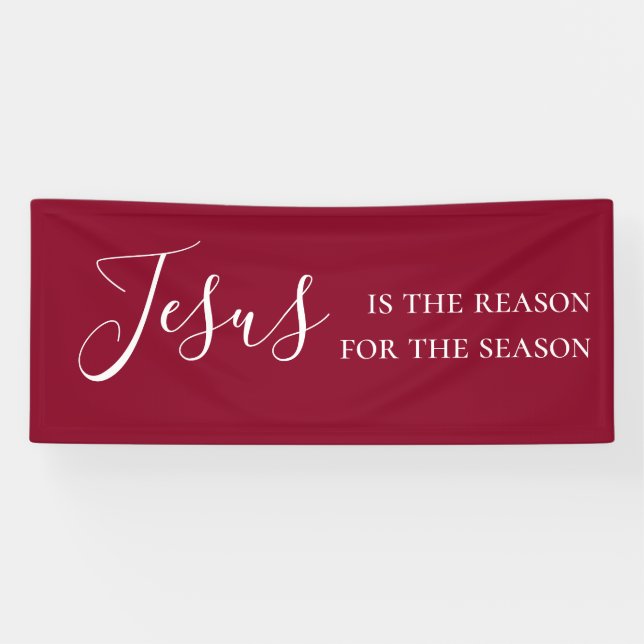 Jesus is the reason for the season Red Christmas Banner (Horizontal)