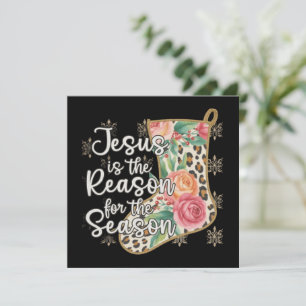Jesus Is The Reason For The Season Stocking Preppy Holiday Card