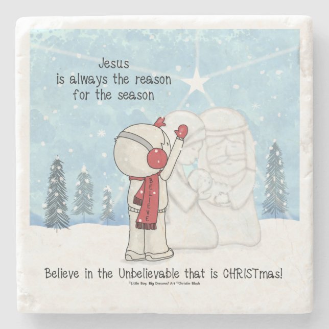 Jesus is the Reason for the Season Stone Coaster (Front)