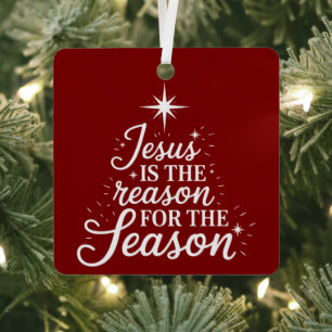 Jesus Is the Reason for This Season Christian Metal Tree Decoration