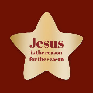 Jesus is the Reason Gold Star Christmas Envelope Sticker
