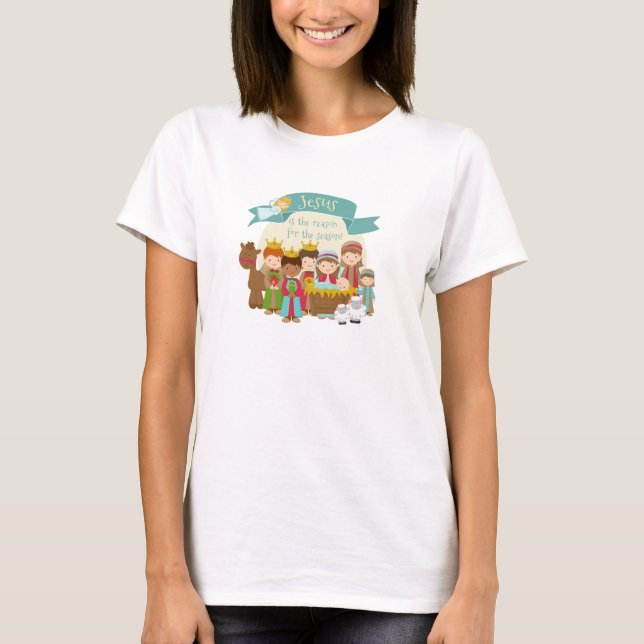"Jesus is the Reason" Nativity Christmas T-Shirt (Front)