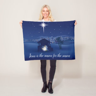 Jesus is the reason Nativity Fleece Blanket