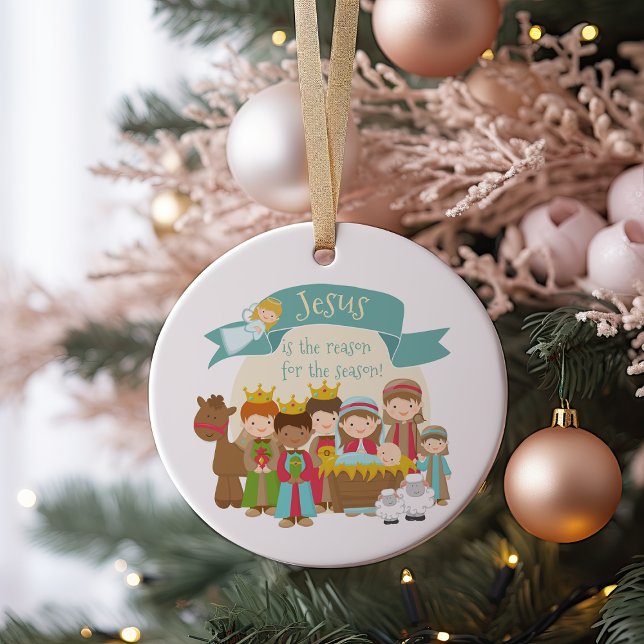 "Jesus is the reason" Nativity Scene Ceramic Tree Decoration (Creator Uploaded)