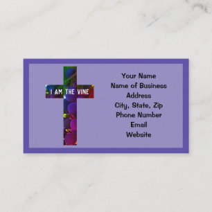 Jesus is the Vine Cross and Grapes Bible Verse Business Card
