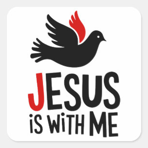 Jesus is with me Gitarrenplektra Square Sticker
