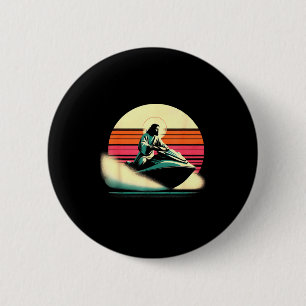 Jesus jet skiing - funny christian religious jet 6 cm round badge