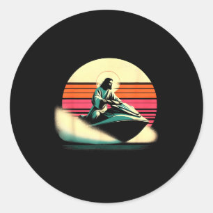 Jesus jet skiing - funny christian religious jet classic round sticker