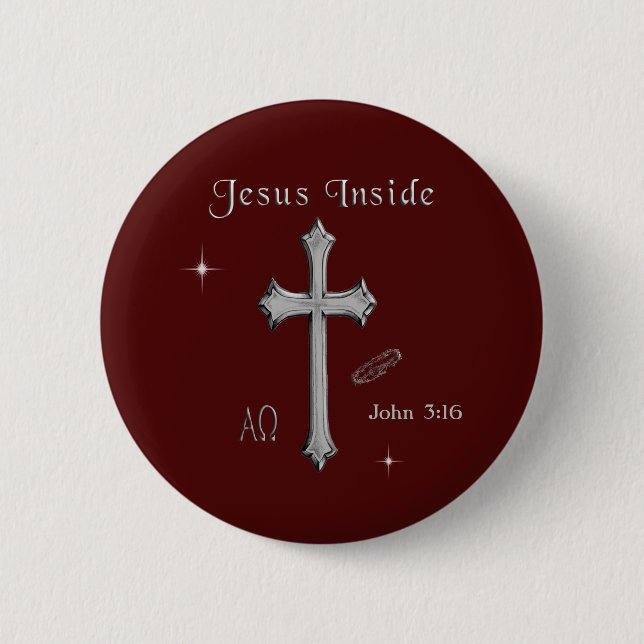 Jesus John 3:16 6 Cm Round Badge (Front)