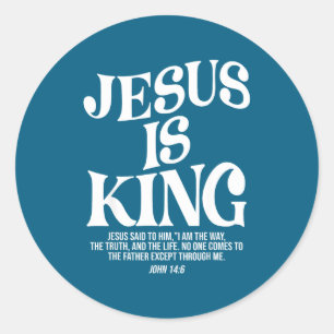 Jesus King Christian Cross God Classic Round Sticker