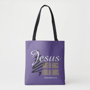 JESUS KING OF KINGS Christmas Christian Purple Tote Bag