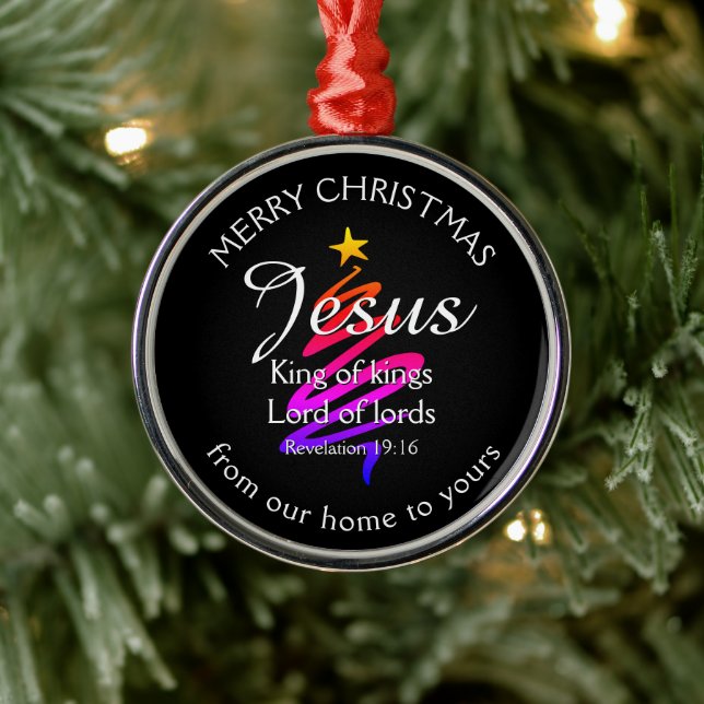 JESUS KING OF KINGS Custom Black | CHRISTMAS Metal Tree Decoration (Tree)