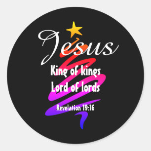 JESUS KING OF KINGS Custom Black Modern Classic Round Sticker