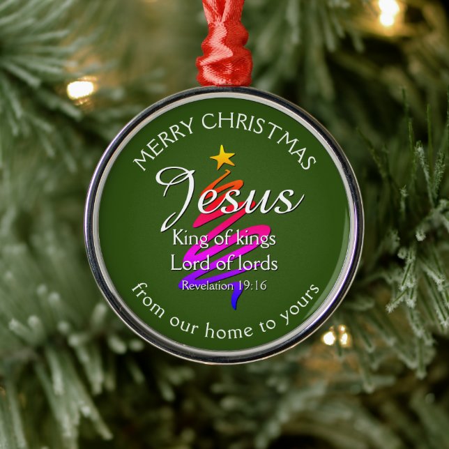 JESUS KING OF KINGS Custom Green | CHRISTMAS Metal Tree Decoration (Tree)