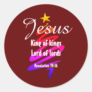 JESUS KING OF KINGS Custom RED Modern Classic Round Sticker