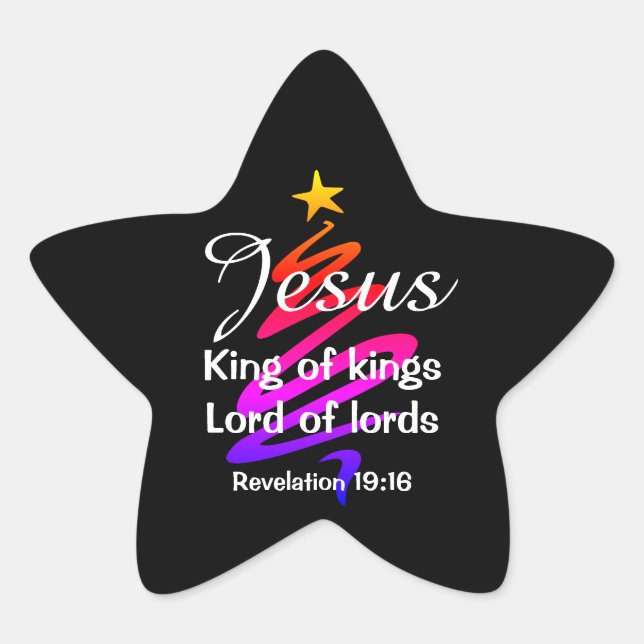 JESUS KING OF KINGS | Modern Black | Christmas Star Sticker (Front)