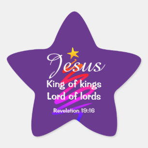 JESUS KING OF KINGS Modern Purple Christmas Star Sticker