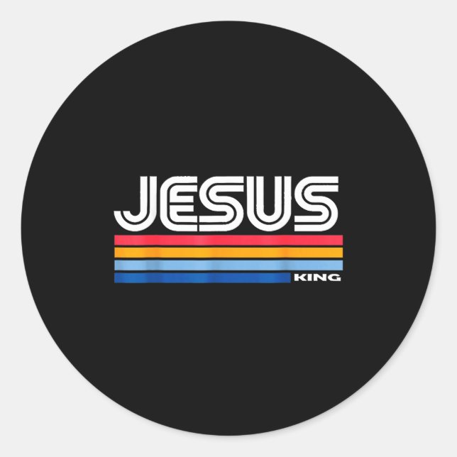 Jesus King Retro Vintage Design  Classic Round Sticker (Front)