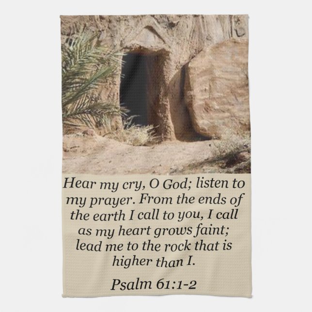Jesus kitchen hand towel Psalm 61:1-2 (Vertical)