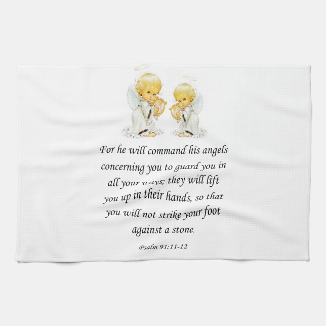 Jesus kitchen hand towel Psalm 91:11-12 (Horizontal)