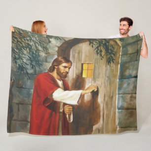 JESUS KNOCKING ON DOOR FLEECE BLANKET