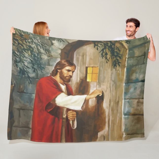 JESUS KNOCKING ON DOOR FLEECE BLANKET (In Situ)