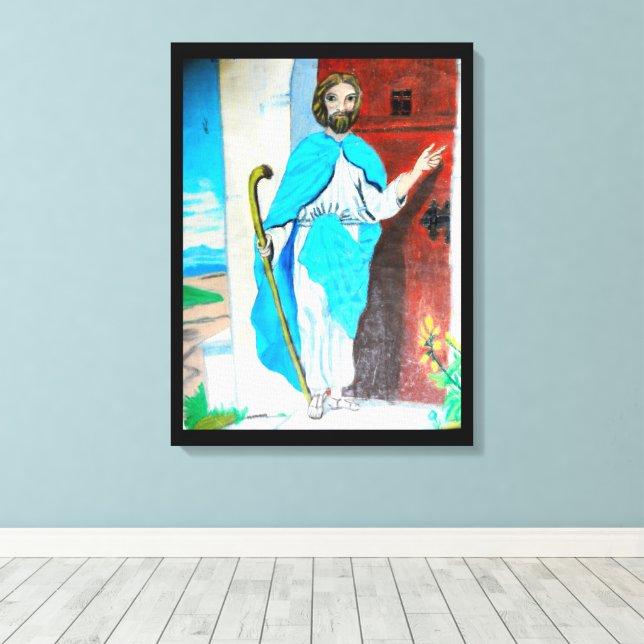 JESUS KNOCKS canvas Print (Insitu(Wood Floor))