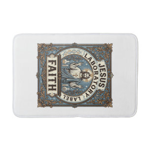 Jesus Laboratory Label Faith Jesus Laboratory Chri Bath Mat