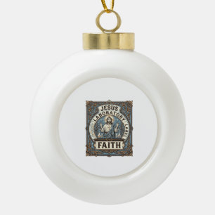 Jesus Laboratory Label Faith Jesus Laboratory Chri Ceramic Ball Christmas Ornament