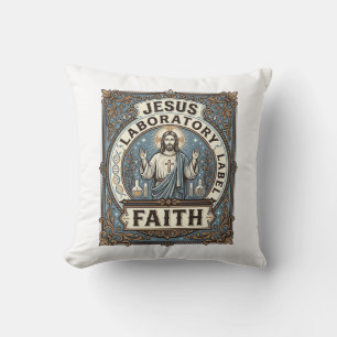 Jesus Laboratory Label Faith Jesus Laboratory Chri Cushion