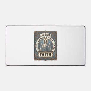 Jesus Laboratory Label Faith Jesus Laboratory Chri Desk Mat