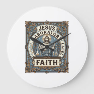 Jesus Laboratory Label Faith Jesus Laboratory Chri Large Clock
