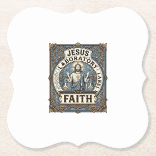 Jesus Laboratory Label Faith Jesus Laboratory Chri Paper Coaster