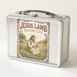 Jesus Lamb Pasture Cute Jesus Lamb Pasture Cute Ch Metal Lunch Box