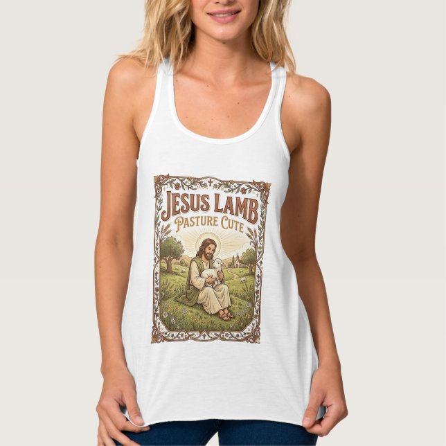 Jesus Lamb Pasture Cute Jesus Lamb Pasture Cute Ch Singlet (Front)