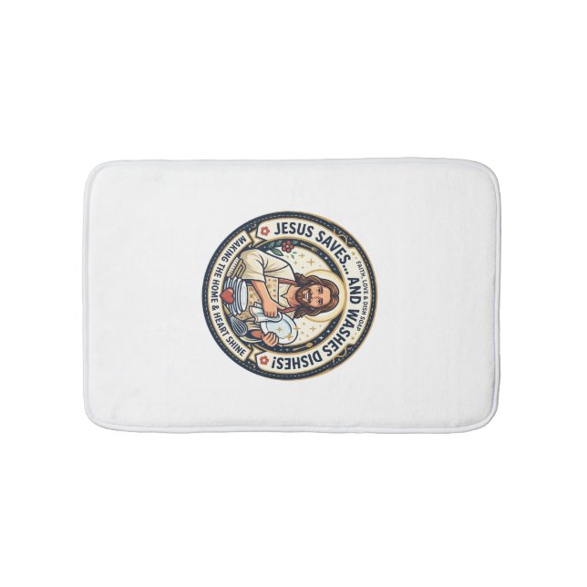 Jesus Laundry Chores Humour Shirt Christian Graphi Bath Mat (Front)