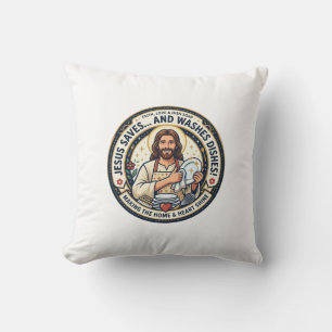 Jesus Laundry Chores Humour Shirt Christian Graphi Cushion