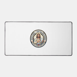 Jesus Laundry Chores Humour Shirt Christian Graphi Desk Mat
