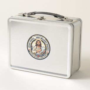 Jesus Laundry Chores Humour Shirt Christian Graphi Metal Lunch Box