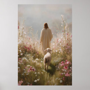 Jesus Leaves the 99 The Good Shepherd Lost Sheep Poster