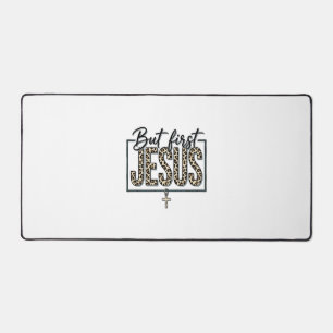 Jesus Leopard Print Christian Vintage Engraving Sh Desk Mat